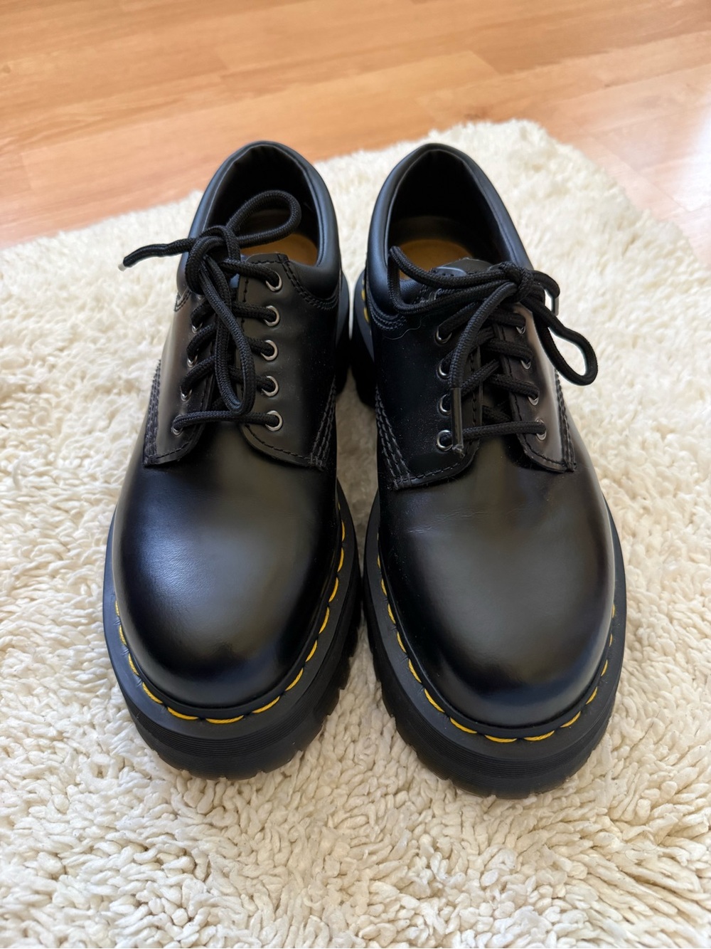 Dr. Martens Black Platform Oxford Shoes / Platform Lace-Up Shoes